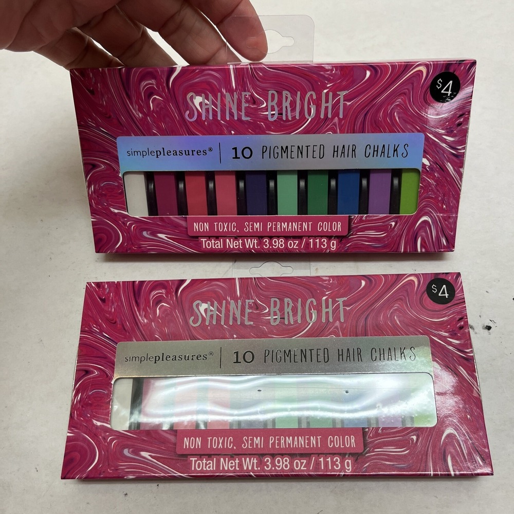 Simple Pleasures Hair Chalk - 10 Pigmented Hair Chalks Semi Permanent NIB 2pk
